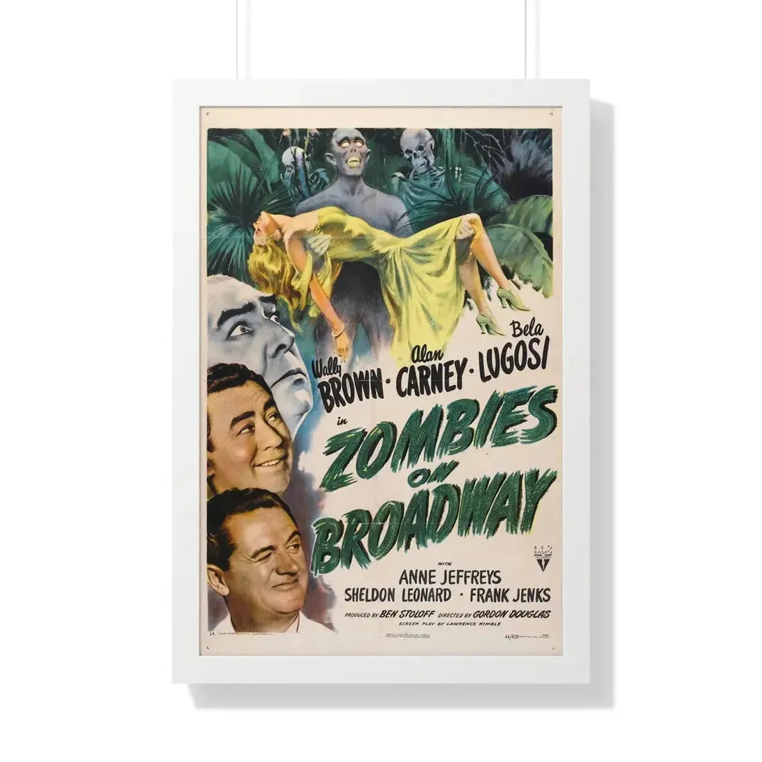 ZOMBIES ON BROADWAY 1945 - Framed Movie Poster 20" x 30" White - The Sticker Space