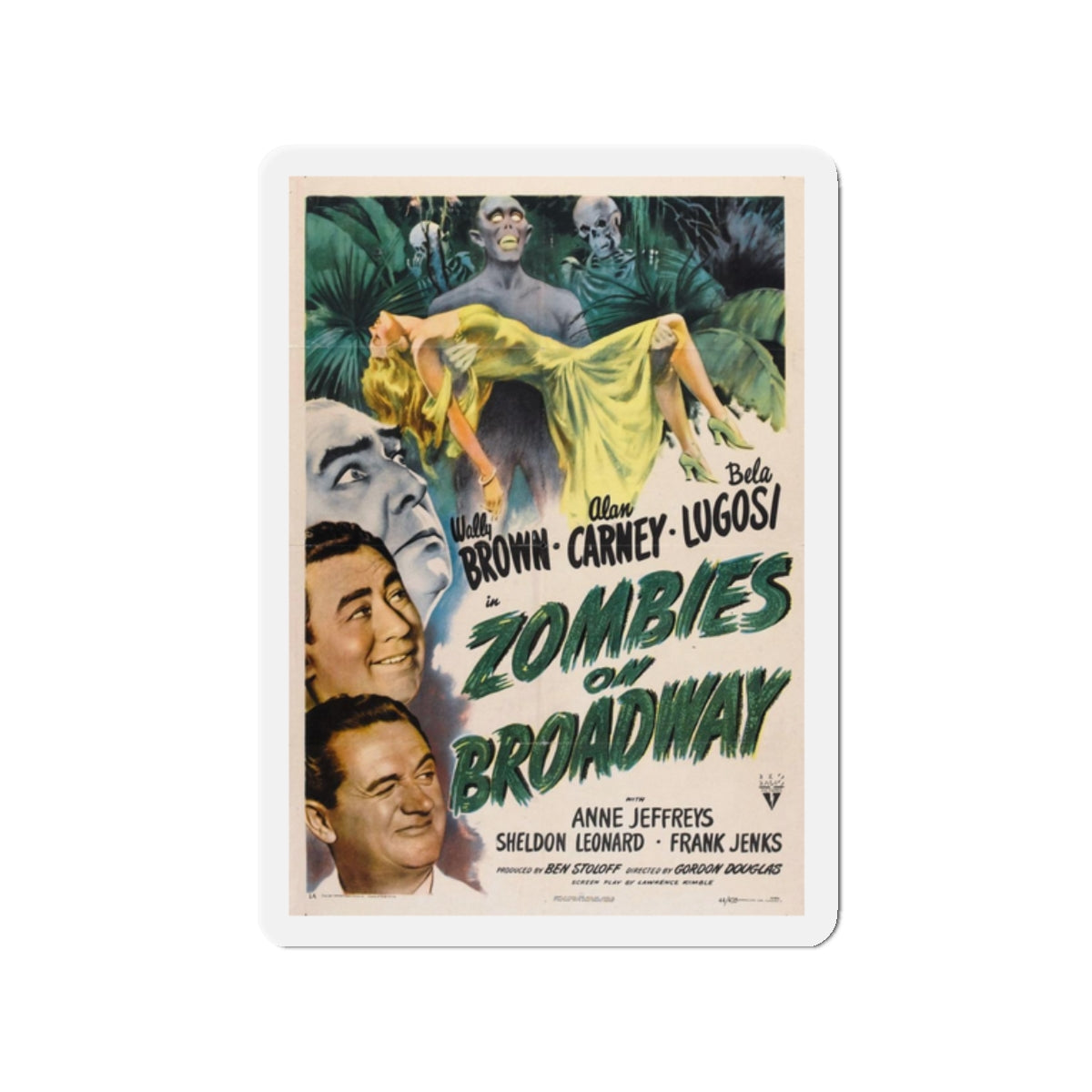 ZOMBIES ON BROADWAY 1945 Movie Poster - Refrigerator Magnet-2" x 2"-The Sticker Space