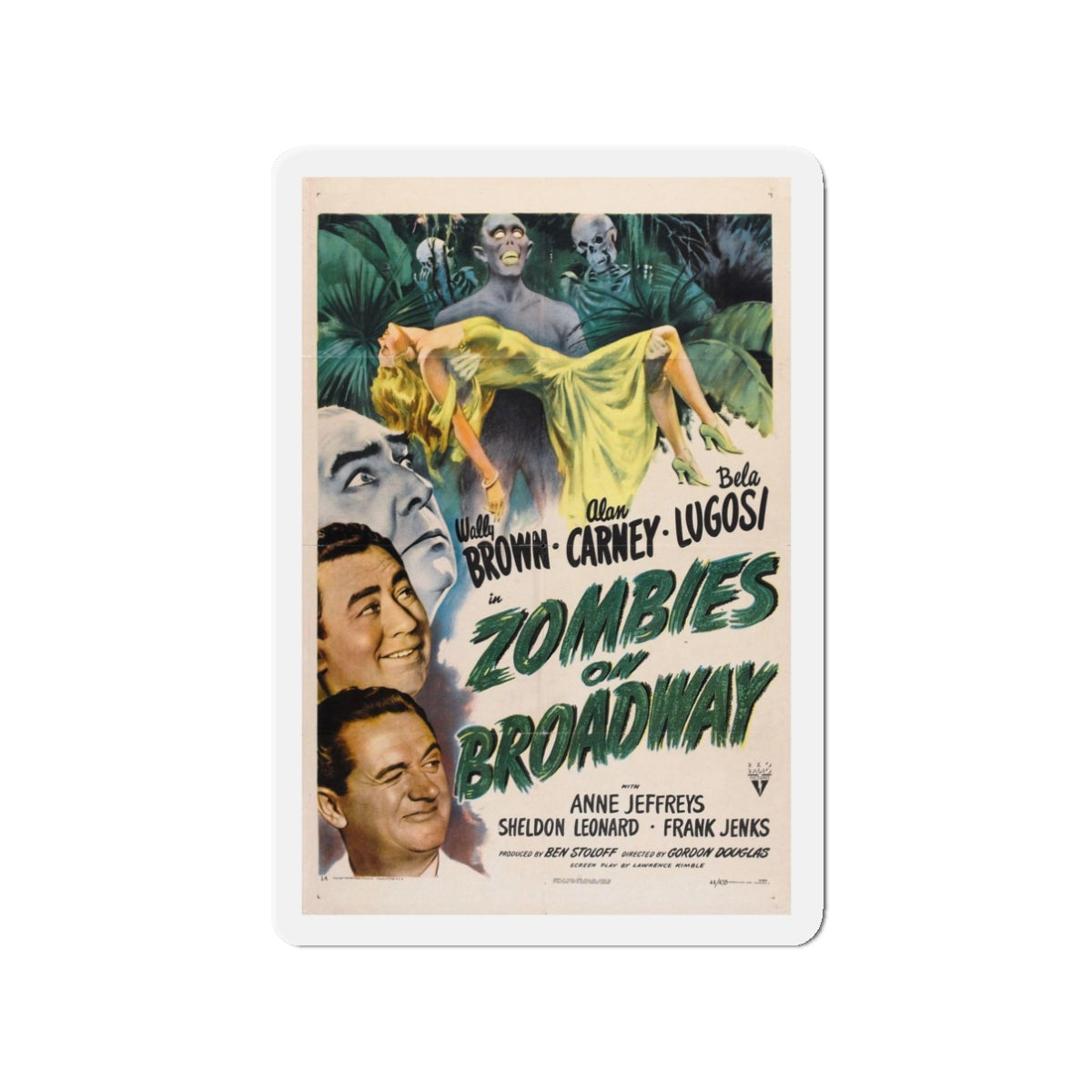 ZOMBIES ON BROADWAY 1945 Movie Poster - Refrigerator Magnet-3" x 3"-The Sticker Space