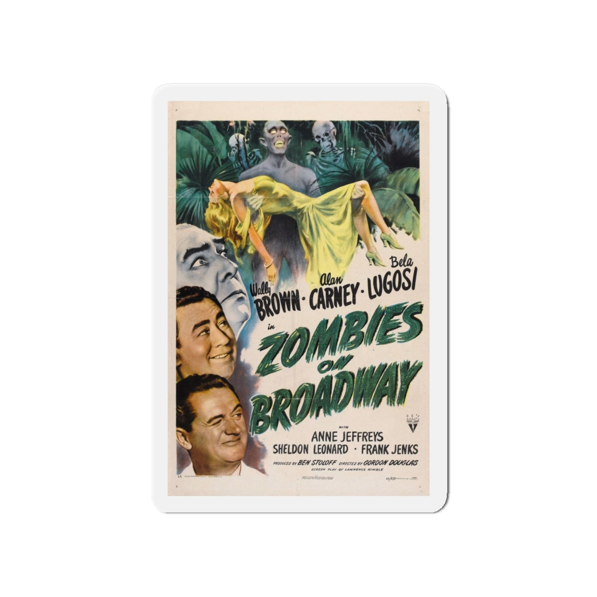 ZOMBIES ON BROADWAY 1945 Movie Poster - Refrigerator Magnet-4" x 4"-The Sticker Space