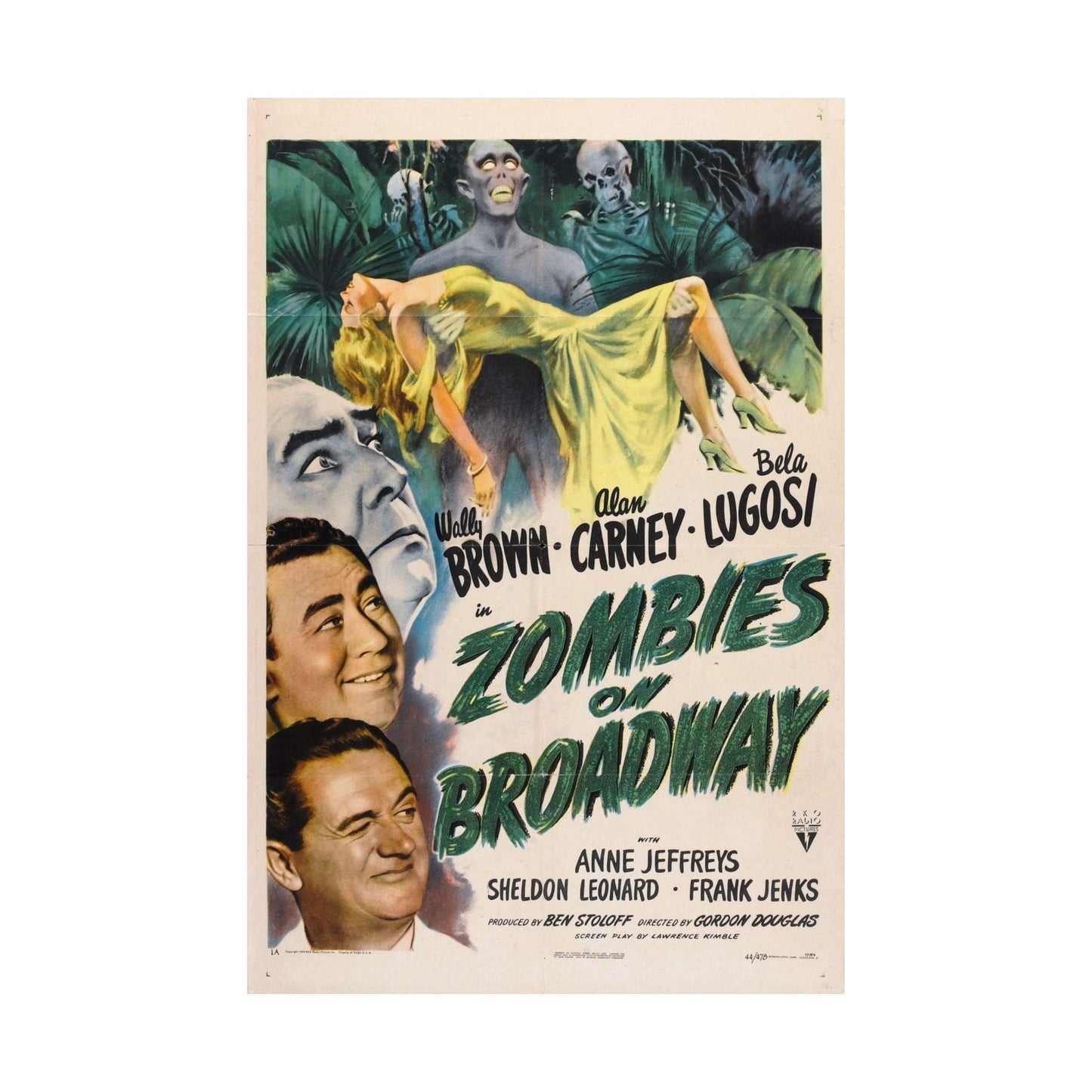 ZOMBIES ON BROADWAY 1945 - Paper Movie Poster-The Sticker Space