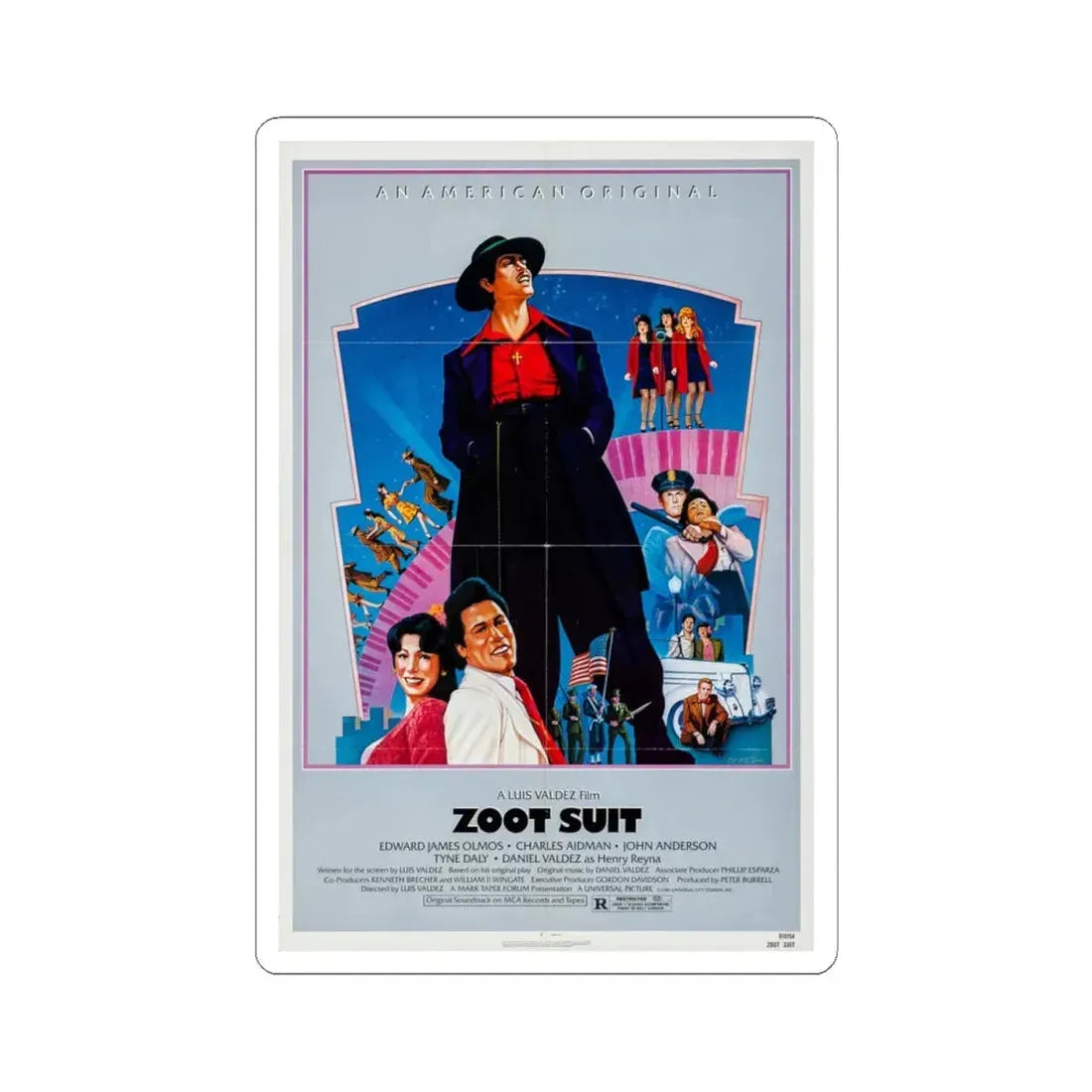 Zoot Suit 1981 Movie Poster - STICKER Vinyl Kiss-Cut Decal 4 Inch White - The Sticker Space