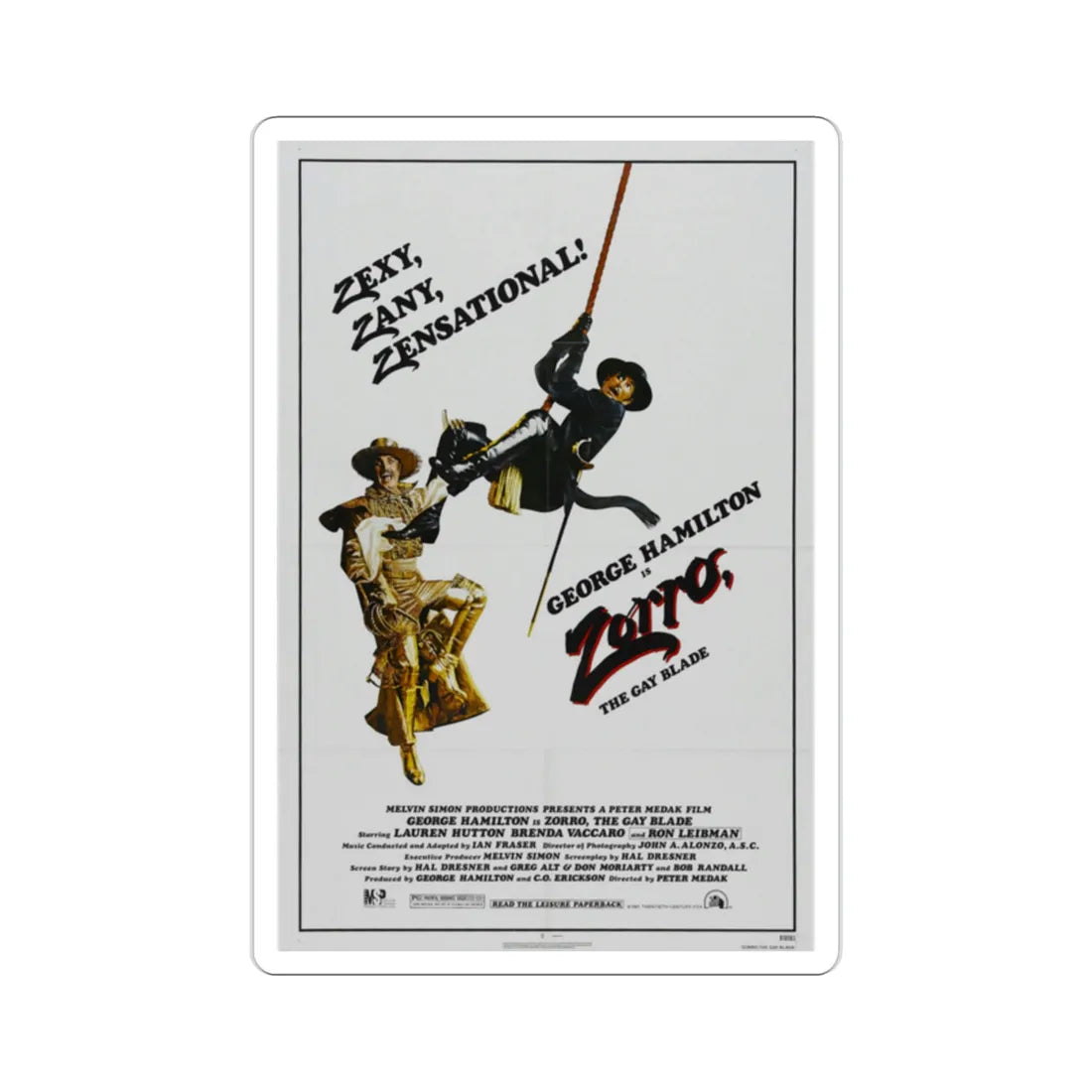 Zorro, the Gay Blade 1981 Movie Poster STICKER Vinyl Die-Cut Decal 2 Inch - The Sticker Space