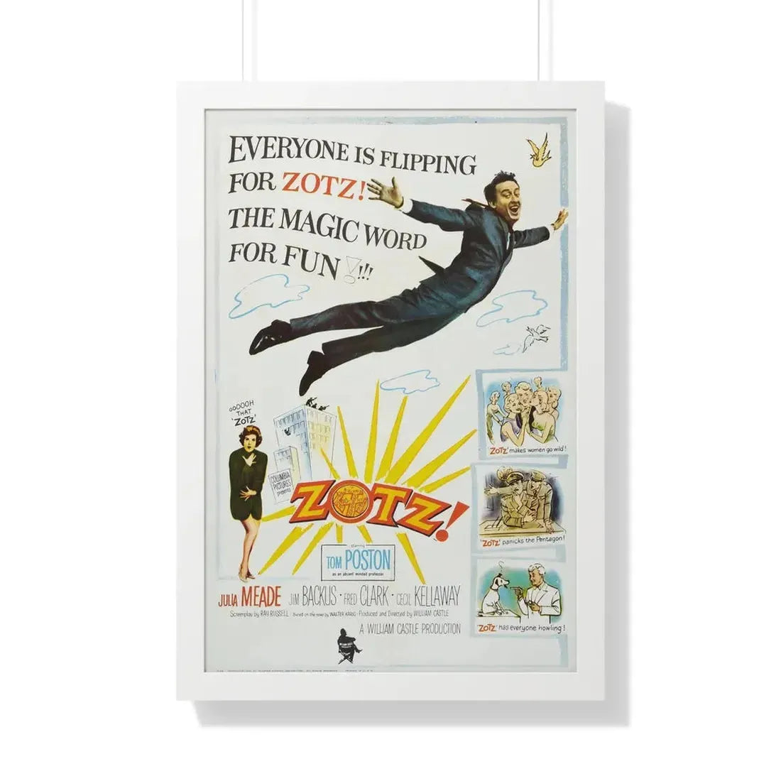 ZOTZ! 1962 - Framed Movie Poster 20" x 30" White - The Sticker Space
