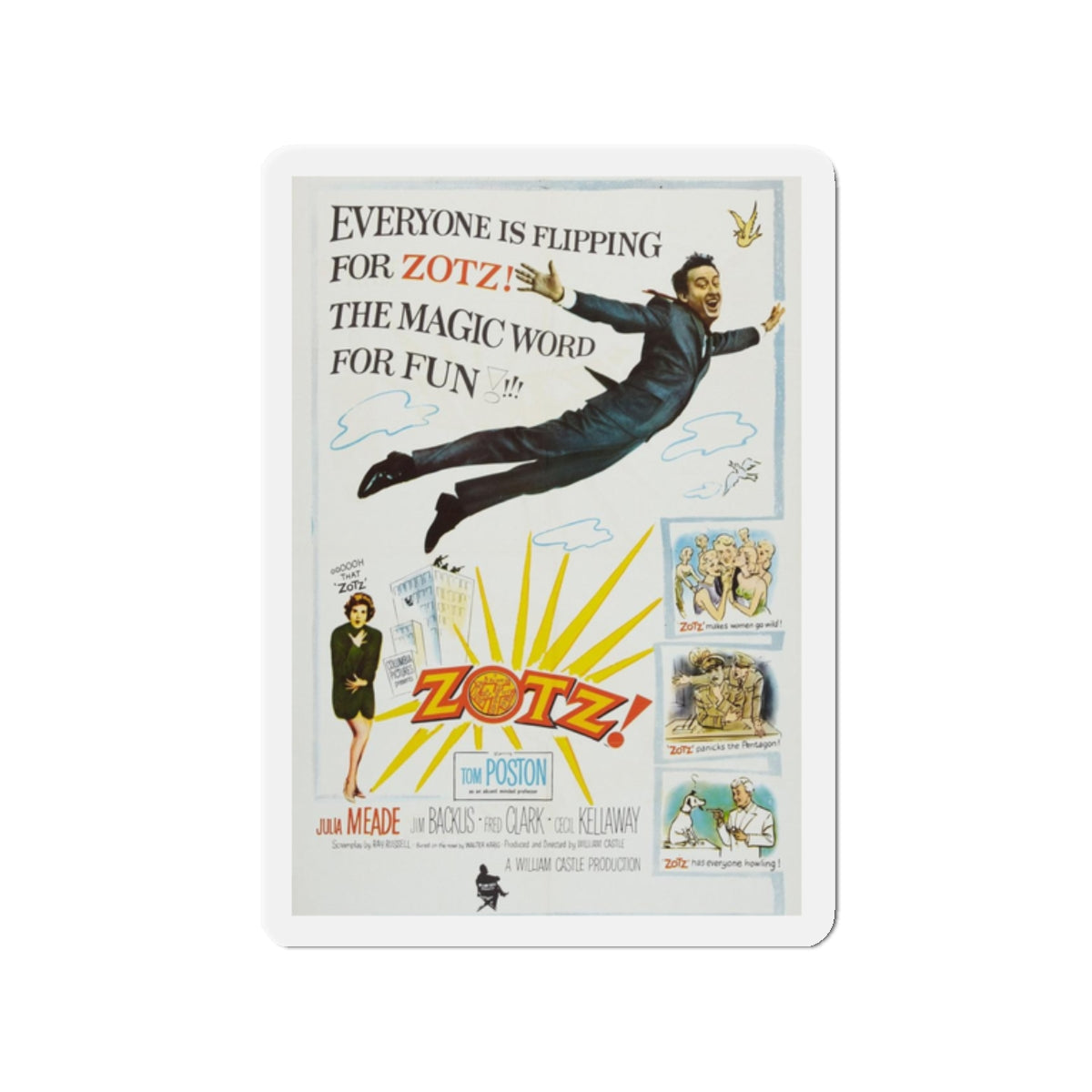 ZOTZ! 1962 Movie Poster - Refrigerator Magnet-2" x 2"-The Sticker Space