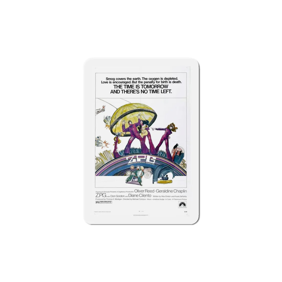 ZPG 1972 Movie Poster Refrigerator Magnet 6 Inch - The Sticker Space