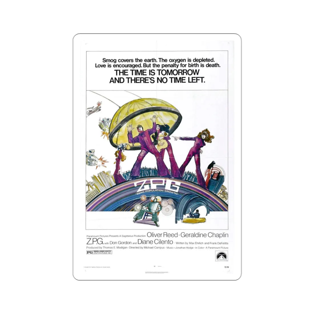 ZPG 1972 Movie Poster STICKER Vinyl Die-Cut Decal 3 Inch - The Sticker Space