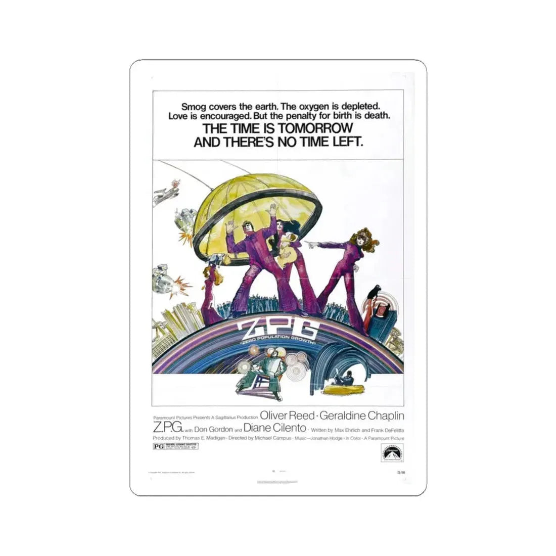 ZPG 1972 Movie Poster - STICKER Vinyl Kiss-Cut Decal 4 Inch White - The Sticker Space