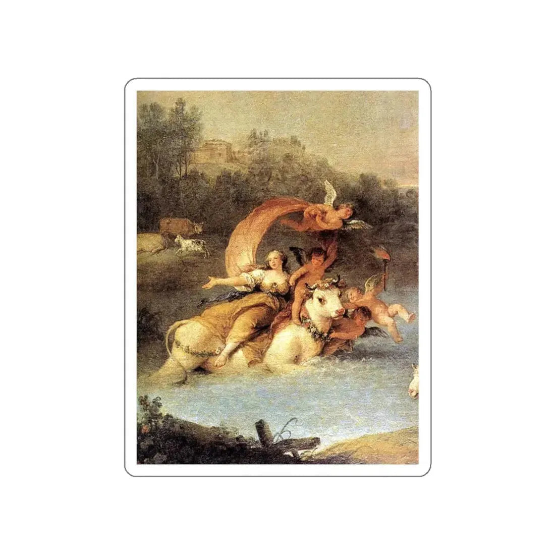ZUCCARELLI, Francesco - The Rape of Europa (detail) (Artwork) STICKER Vinyl Die-Cut Decal White Die-Cut 5 Inch - The Sticker Space