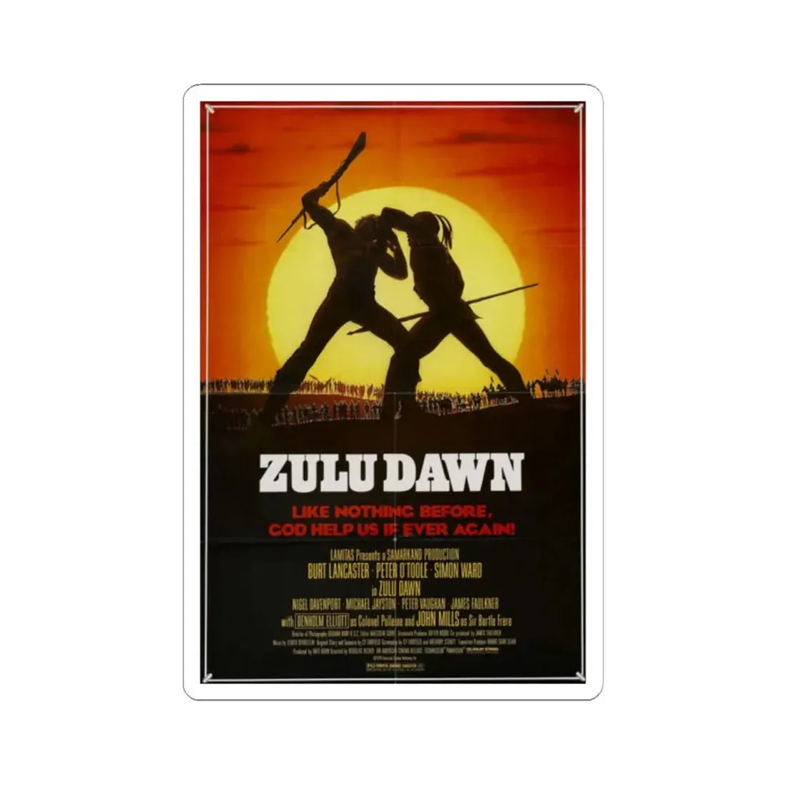 Zulu Dawn 1979 Movie Poster - STICKER Vinyl Kiss-Cut Decal 2 Inch White - The Sticker Space