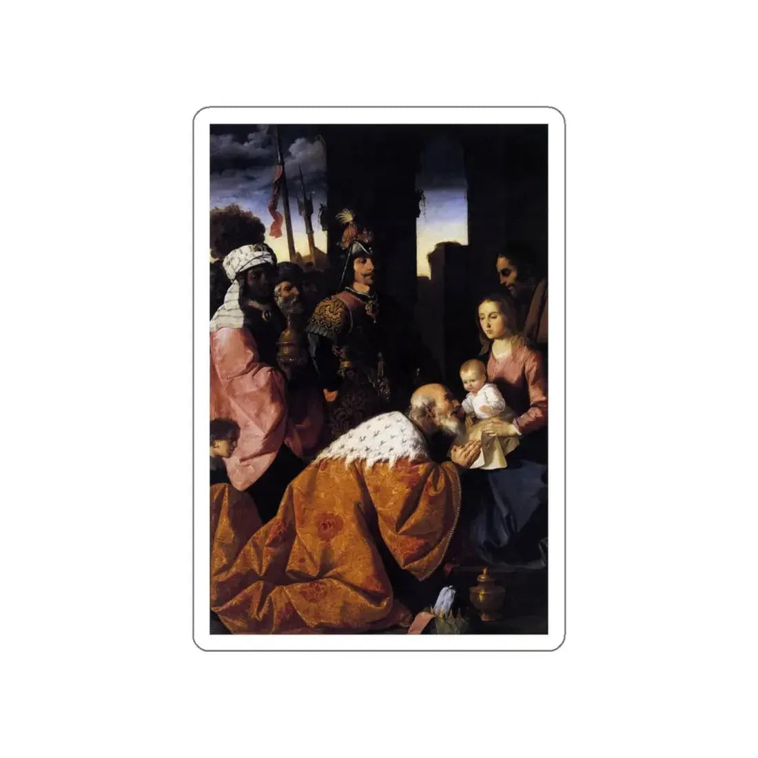 ZURBARAN, Francisco de - Adoration of the Magi (Artwork) STICKER Vinyl Die-Cut Decal White Die-Cut 5 Inch - The Sticker Space