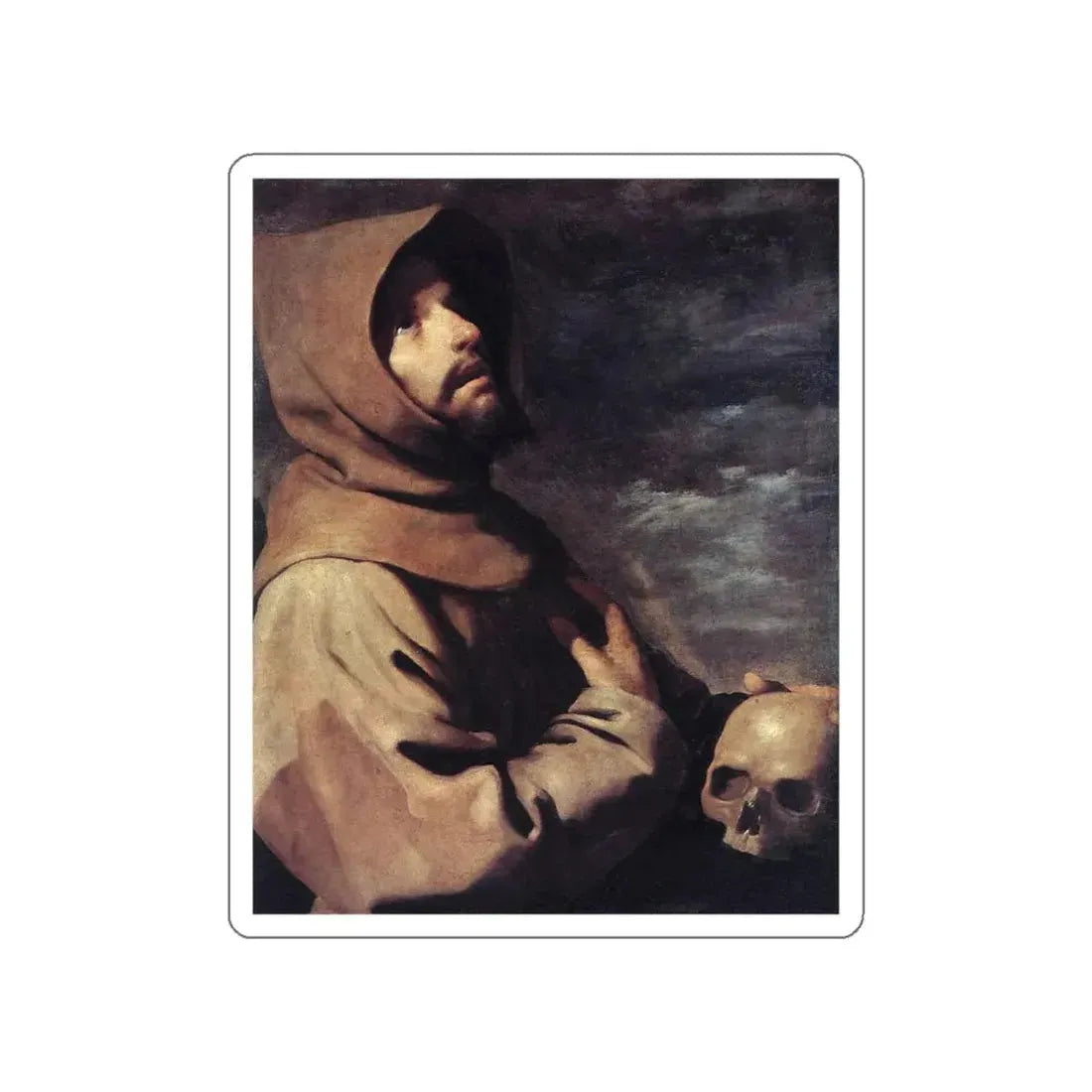 ZURBARAN, Francisco de - St Francis (Artwork) STICKER Vinyl Die-Cut Decal White Die-Cut 4 Inch - The Sticker Space