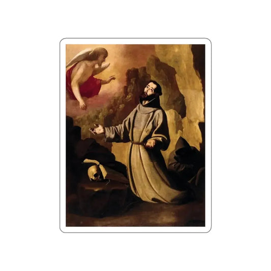 ZURBARAN, Francisco de - St Francis of Assisi Receiving the Stigmata (Artwork) STICKER Vinyl Die-Cut Decal White Die-Cut 2 Inch - The Sticker Space