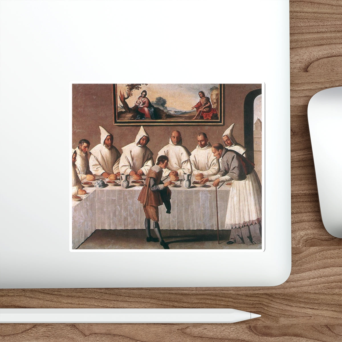 ZURBARAN, Francisco de - St Hugo of Grenoble in the Carthusian Refectory (Artwork) STICKER Vinyl Die-Cut Decal-The Sticker Space