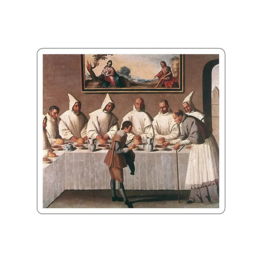 ZURBARAN, Francisco de - St Hugo of Grenoble in the Carthusian Refectory (Artwork) STICKER Vinyl Die-Cut Decal White Die-Cut 2 Inch - The Sticker Space
