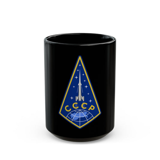 Zvezda Rocket (Soyuz Programme) Black Coffee Mug-15oz-The Sticker Space