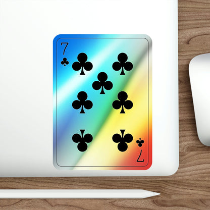 7 of Clubs Playing Card Holographic STICKER Die-Cut Vinyl Decal-The Sticker Space