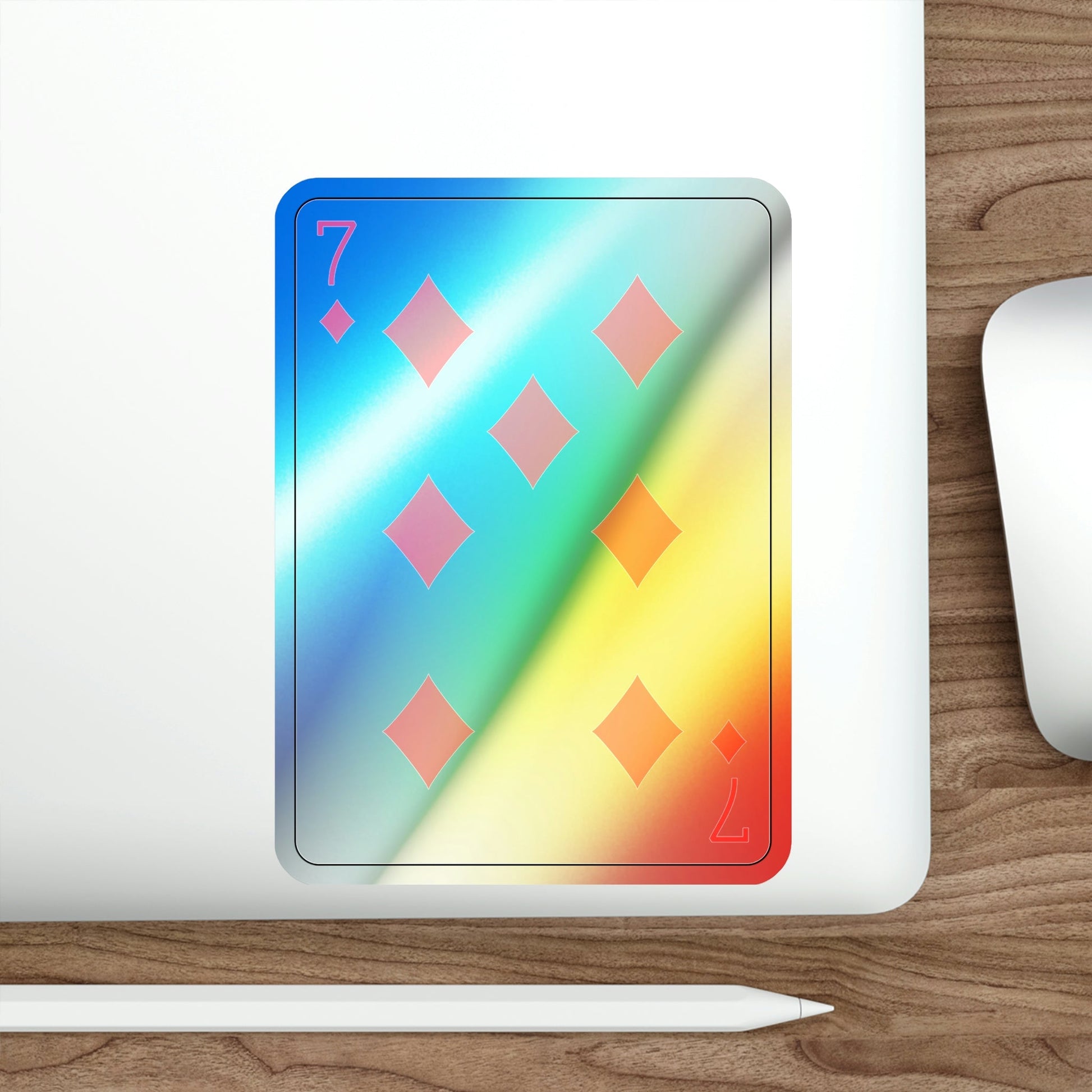 7 of Diamonds Playing Card Holographic STICKER Die-Cut Vinyl Decal-The Sticker Space