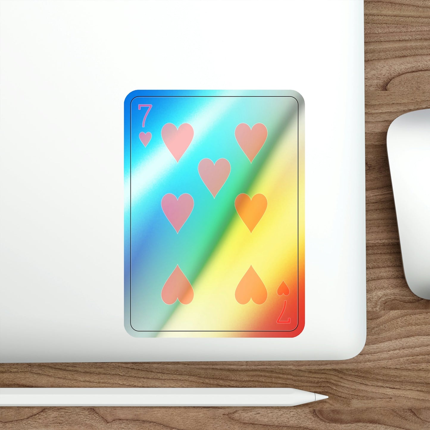 7 of Hearts Playing Card Holographic STICKER Die-Cut Vinyl Decal-The Sticker Space