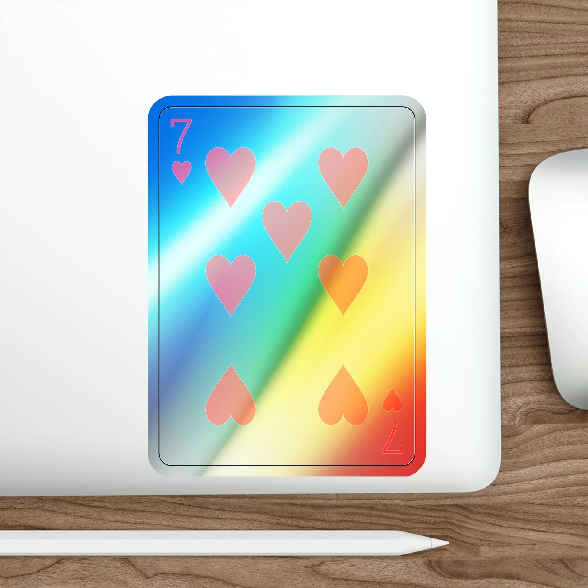 7 of Hearts Playing Card Holographic STICKER Die-Cut Vinyl Decal-The Sticker Space