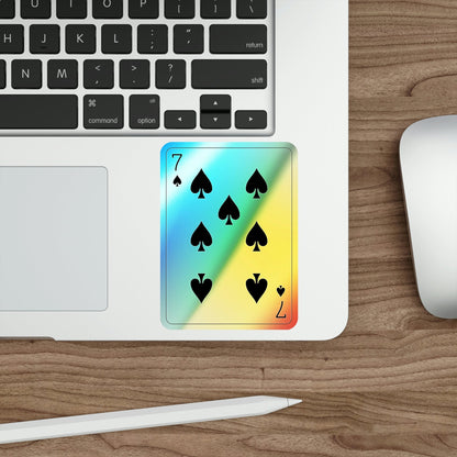 7 of Spades Playing Card Holographic STICKER Die-Cut Vinyl Decal-The Sticker Space