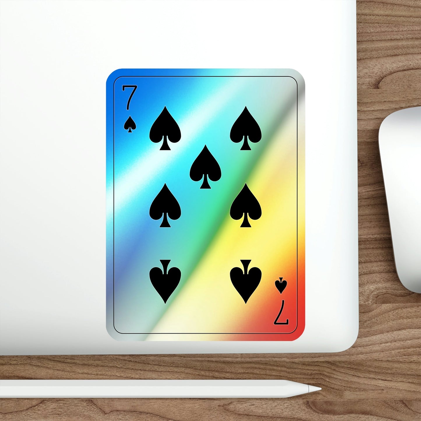 7 of Spades Playing Card Holographic STICKER Die-Cut Vinyl Decal-The Sticker Space