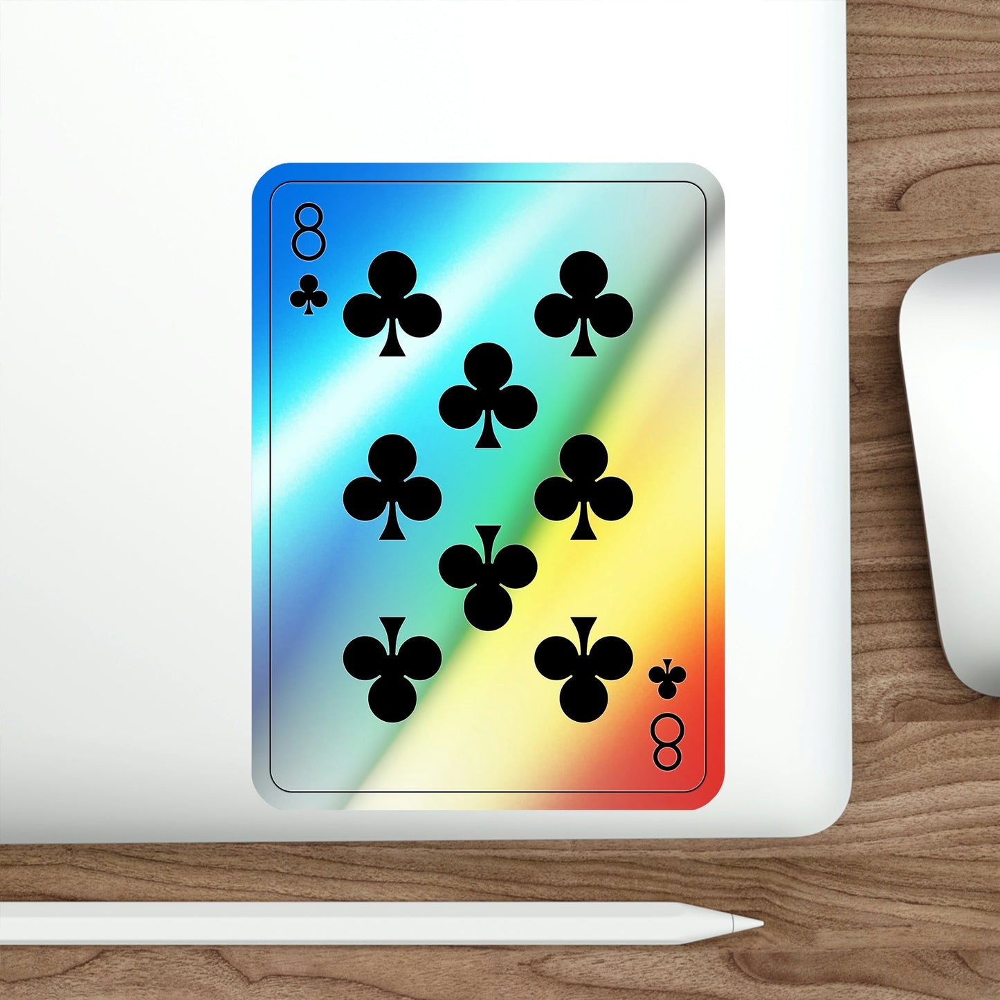 8 of Clubs Playing Card Holographic STICKER Die-Cut Vinyl Decal-The Sticker Space