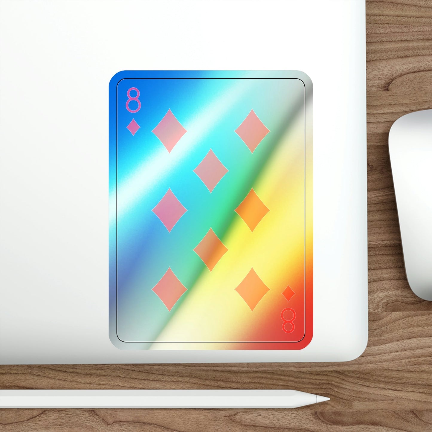 8 of Diamonds Playing Card Holographic STICKER Die-Cut Vinyl Decal-The Sticker Space