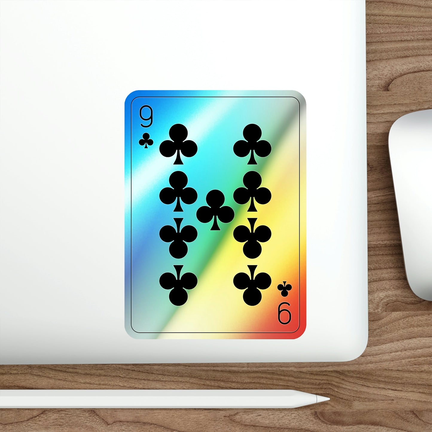 9 of Clubs Playing Card Holographic STICKER Die-Cut Vinyl Decal-The Sticker Space