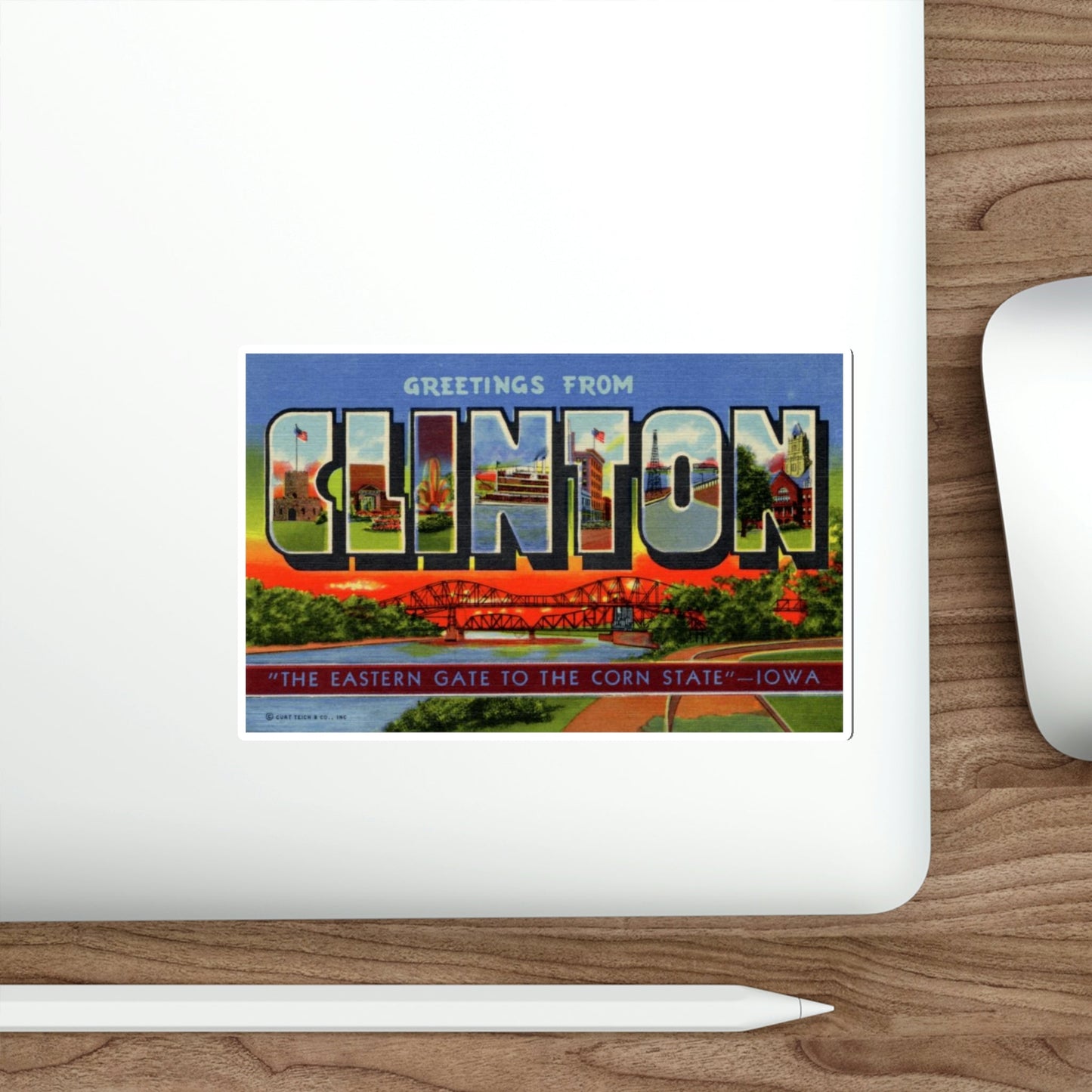 Clinton Iowa (Greeting Cards) STICKER Vinyl Die-Cut Decal-The Sticker Space