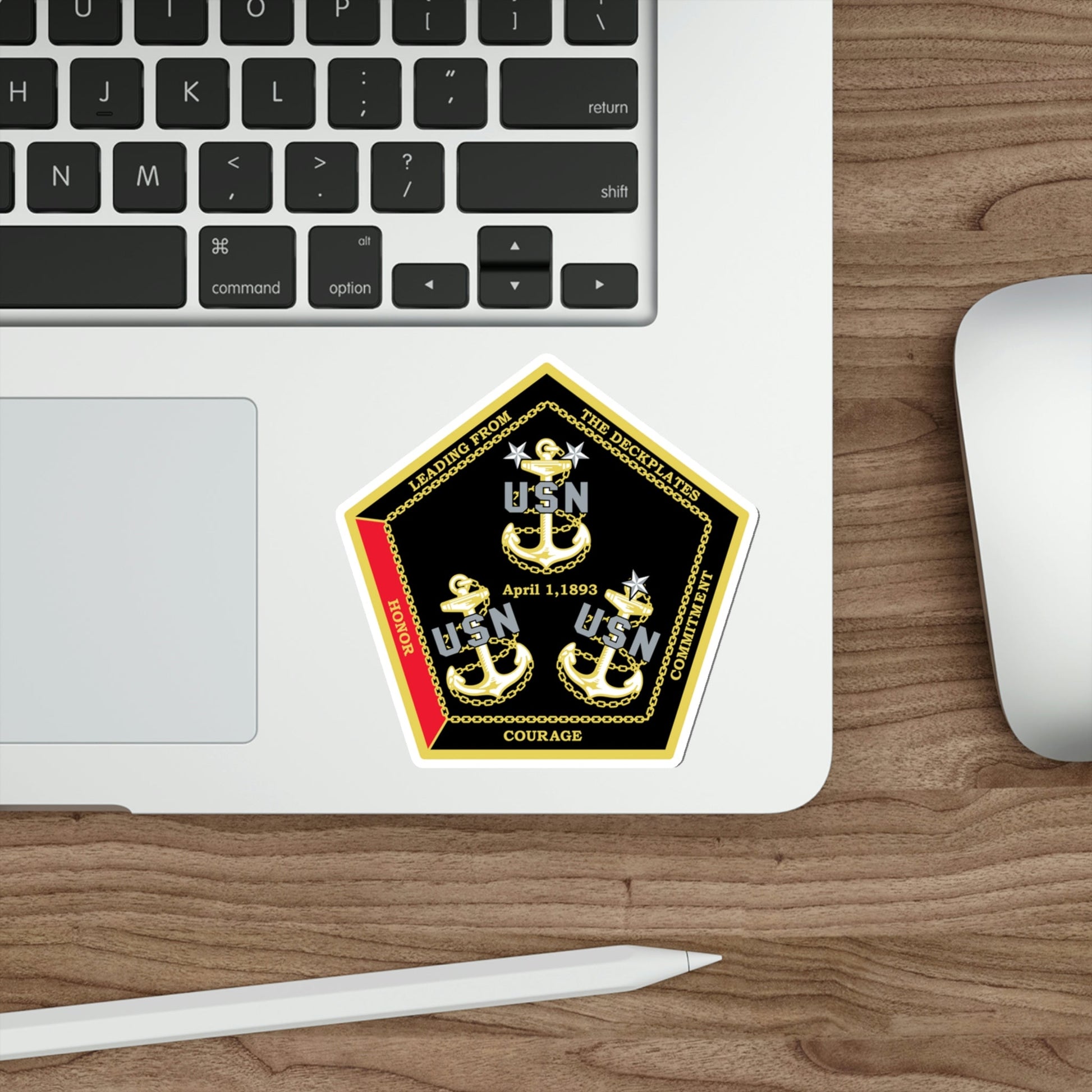 CPO Coin Octagon with 3 chiefs anchors (U.S. Navy) STICKER Vinyl Die-Cut Decal-The Sticker Space