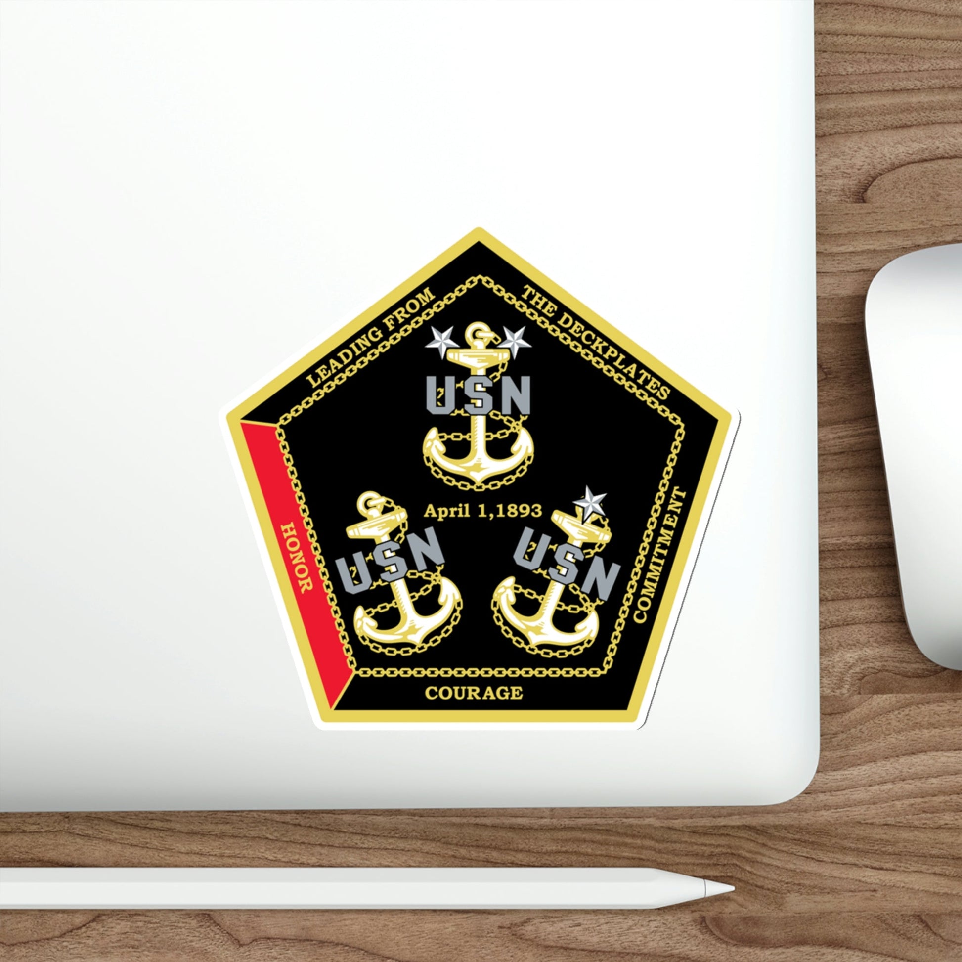 CPO Coin Octagon with 3 chiefs anchors (U.S. Navy) STICKER Vinyl Die-Cut Decal-The Sticker Space