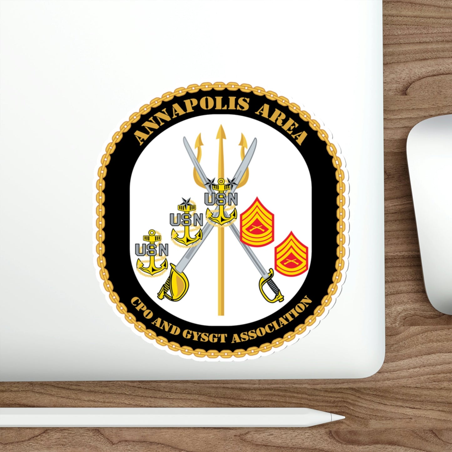 CPO & GySgt Assoc Annapolis Area (U.S. Navy) STICKER Vinyl Die-Cut Decal-The Sticker Space