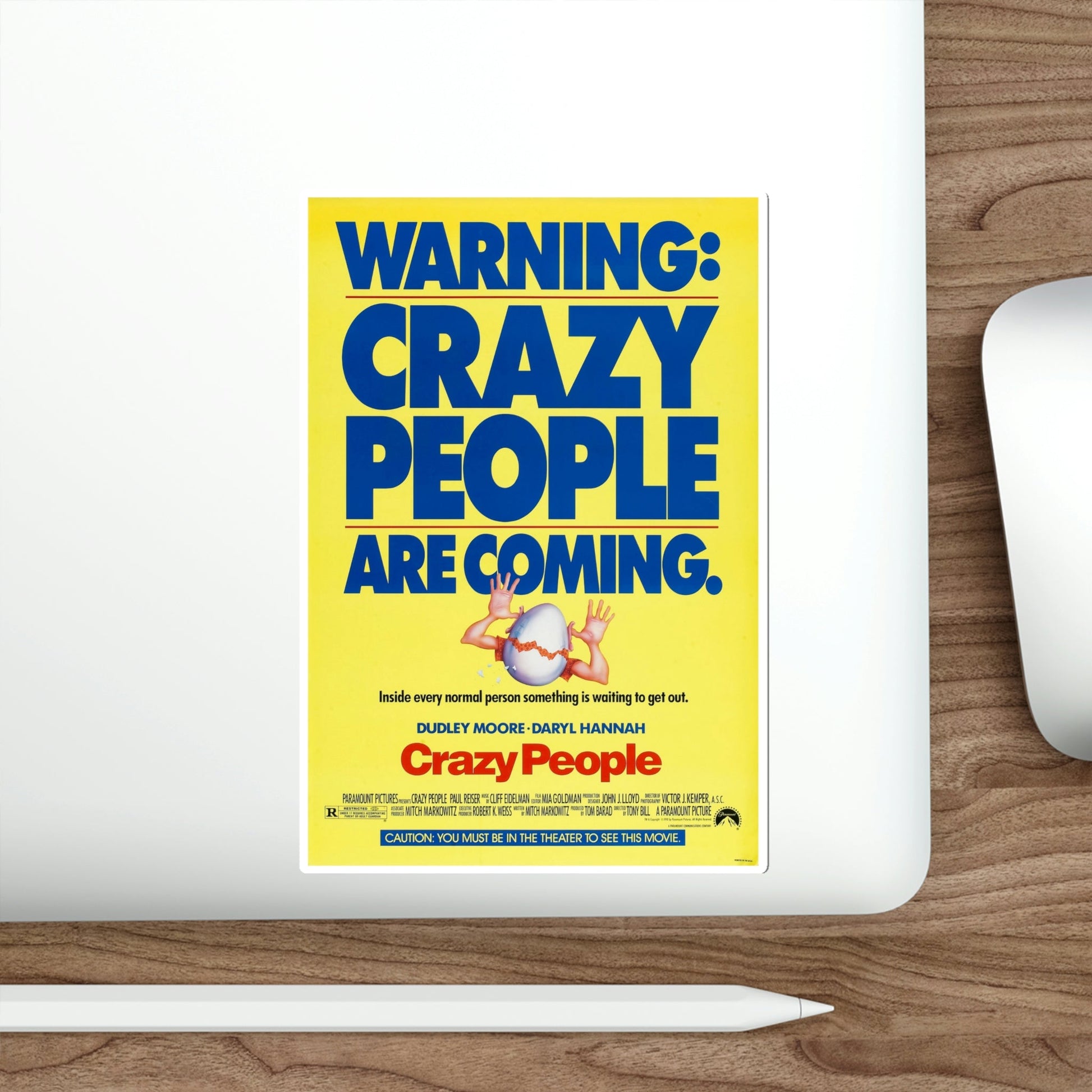 Crazy People 1990 Movie Poster STICKER Vinyl Die-Cut Decal-The Sticker Space