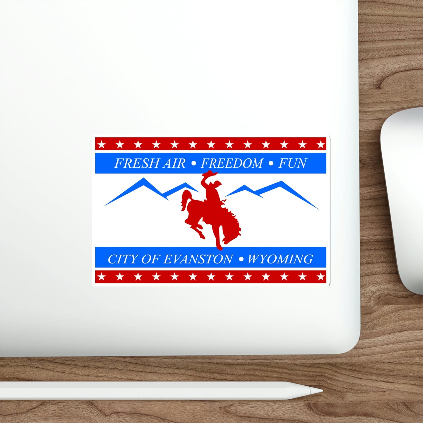 Flag of Evanston Wyoming USA STICKER Vinyl Die-Cut Decal-The Sticker Space