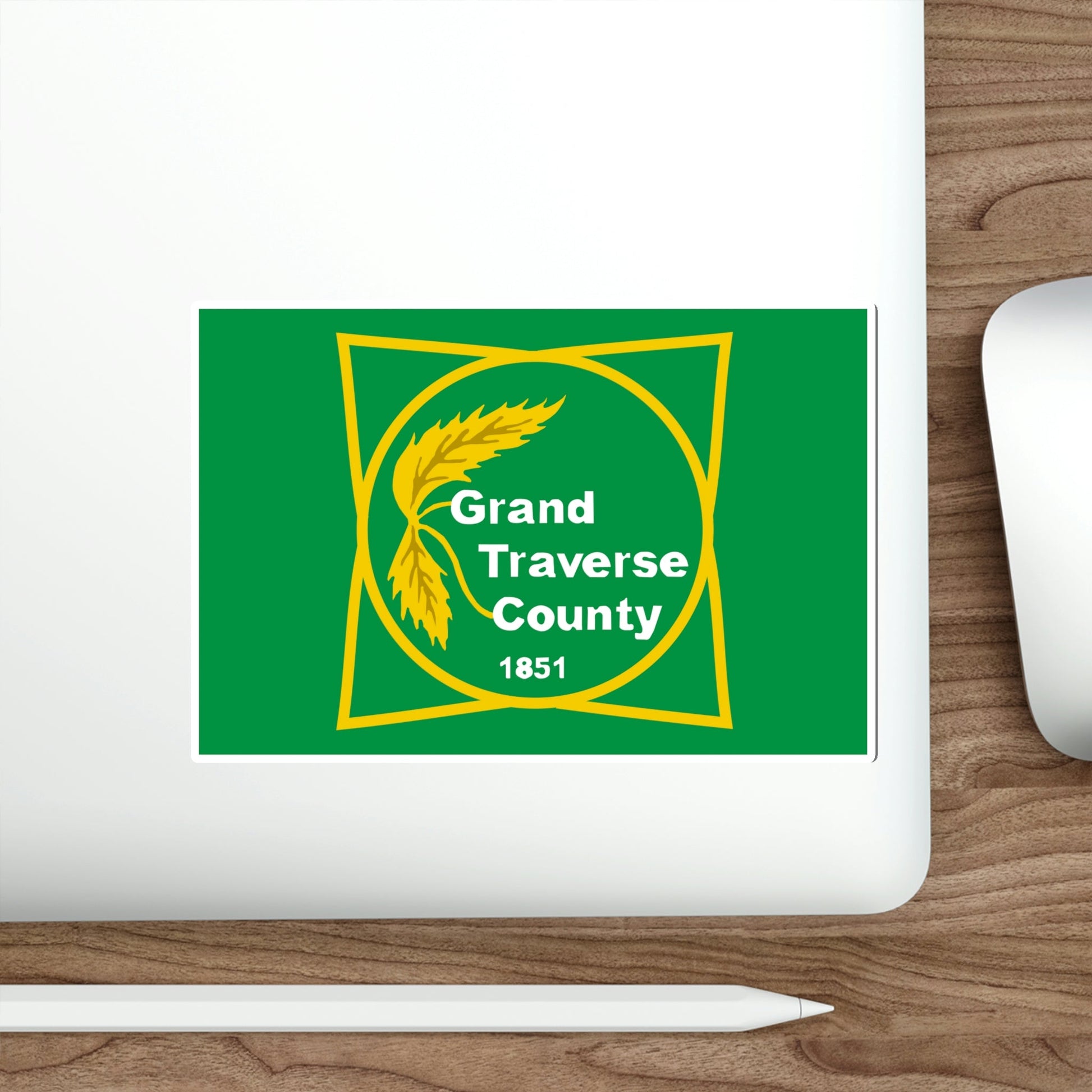 Flag of Grand Traverse County Michigan STICKER Vinyl Die-Cut Decal-The Sticker Space