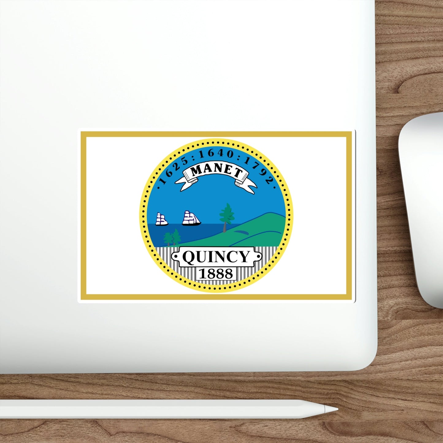 Flag of Quincy Massachusetts USA STICKER Vinyl Die-Cut Decal-The Sticker Space