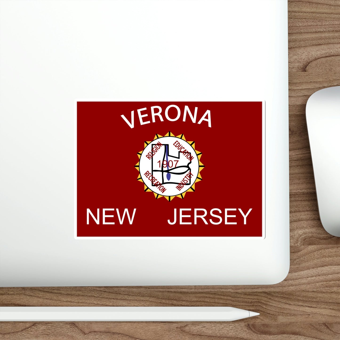 Flag of Verona New Jersey USA STICKER Vinyl Die-Cut Decal-The Sticker Space