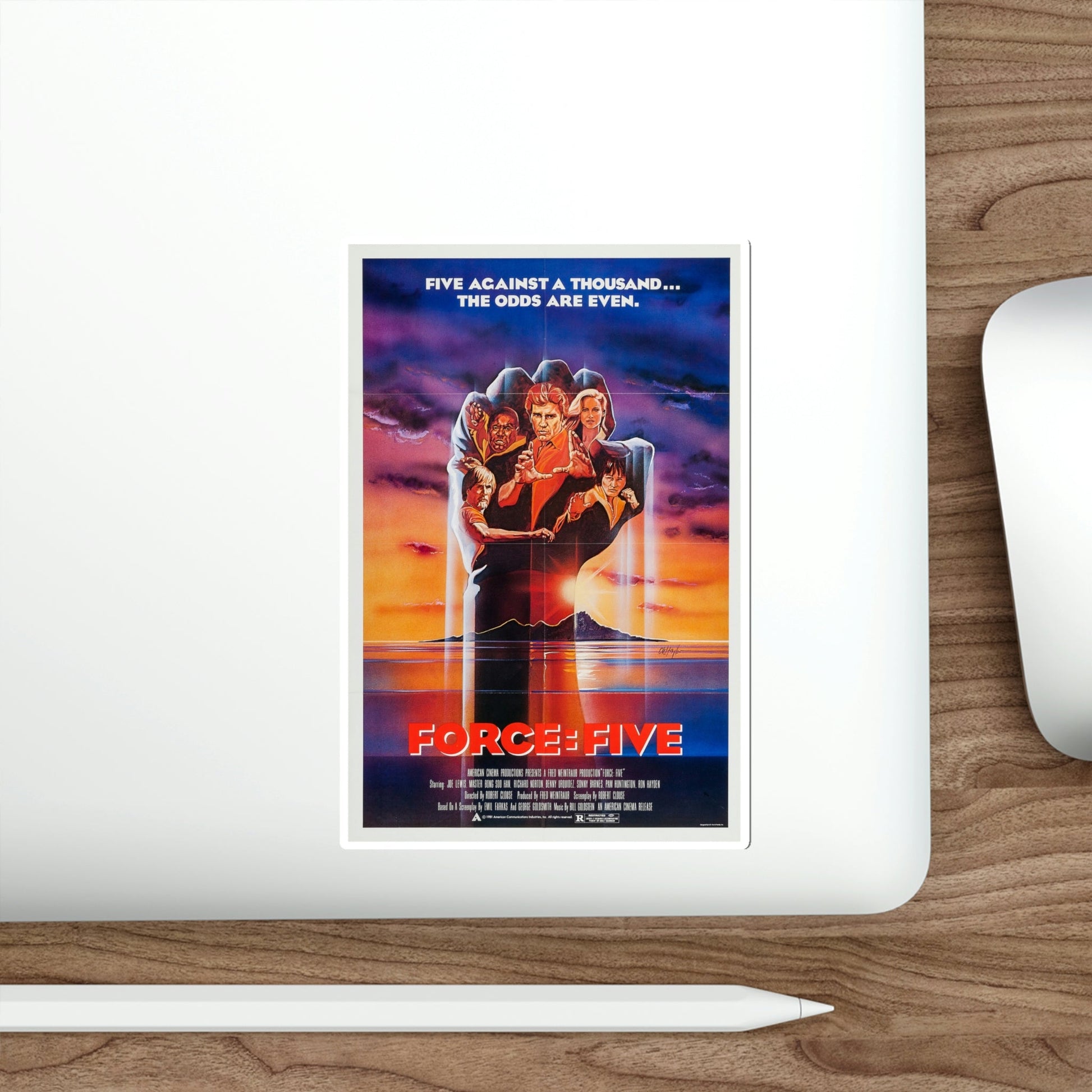 Force Five 1981 Movie Poster STICKER Vinyl Die-Cut Decal-The Sticker Space