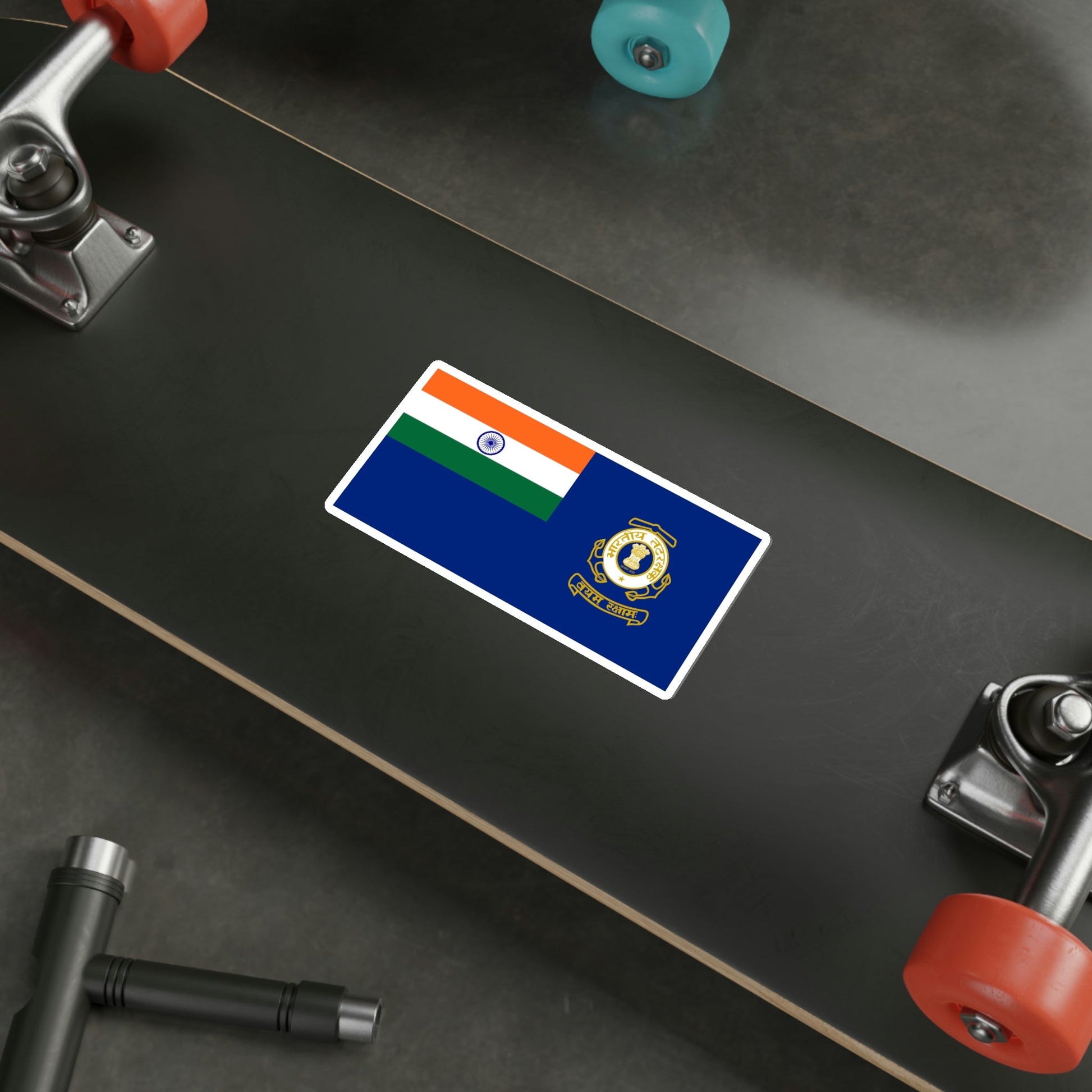 Indian Coast Guard Flag (India) STICKER Vinyl Die-Cut Decal-The Sticker Space