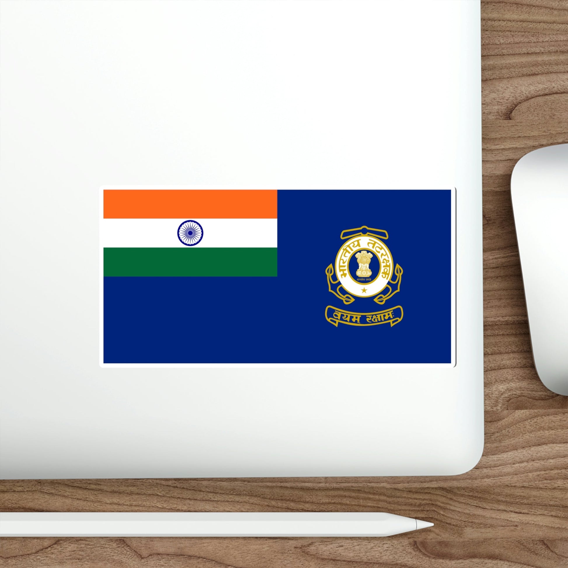 Indian Coast Guard Flag (India) STICKER Vinyl Die-Cut Decal-The Sticker Space