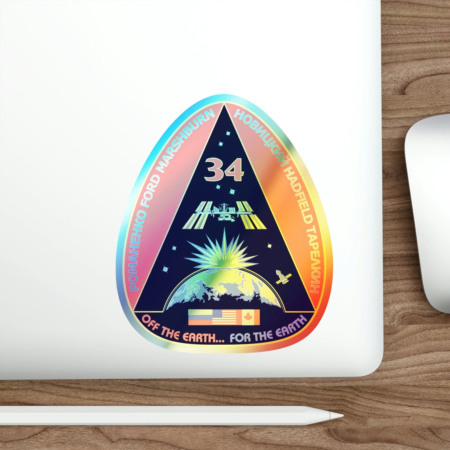 ISS Expedition 34 (NASA) Holographic STICKER Die-Cut Vinyl Decal-The Sticker Space