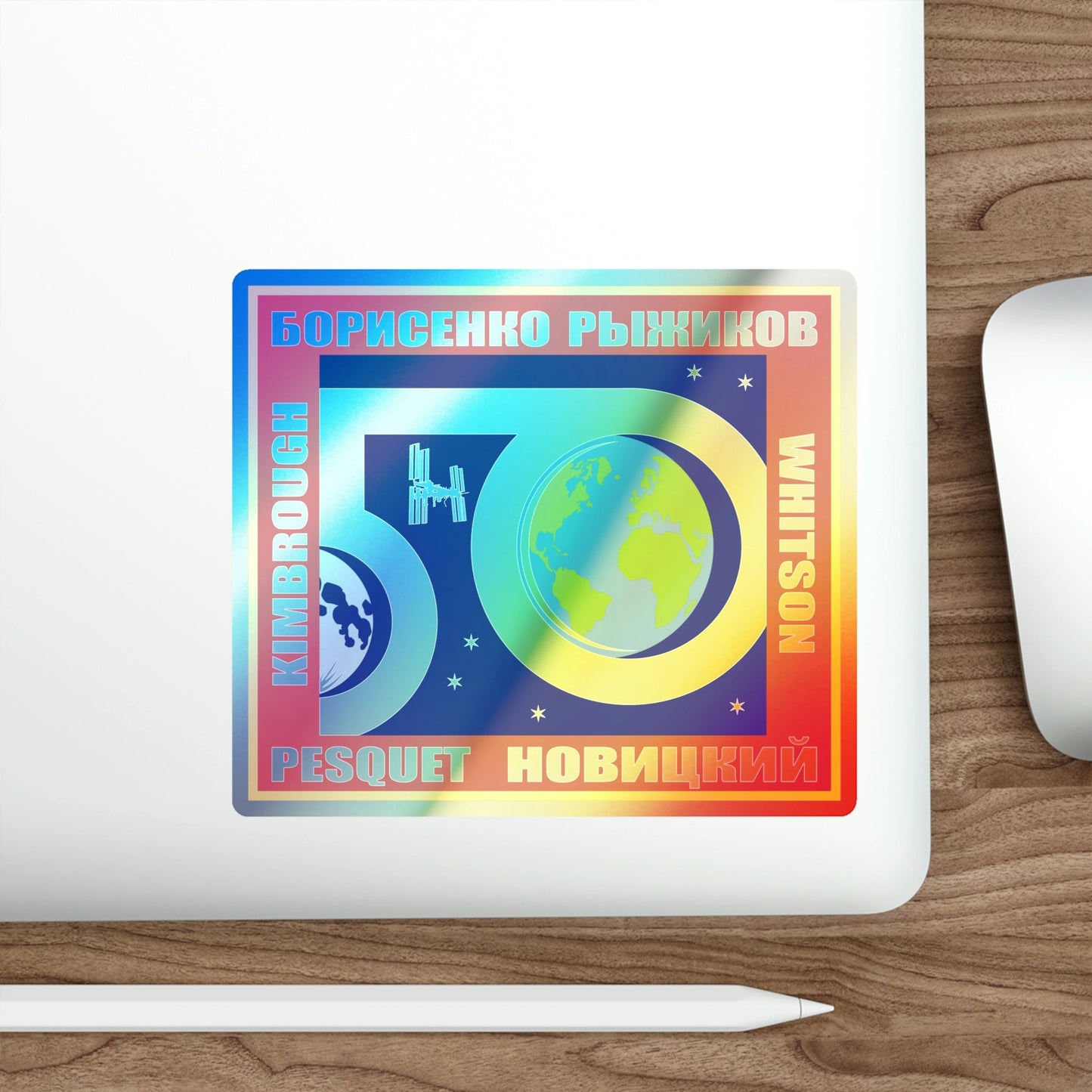 ISS Expedition 50 (NASA) Holographic STICKER Die-Cut Vinyl Decal-The Sticker Space