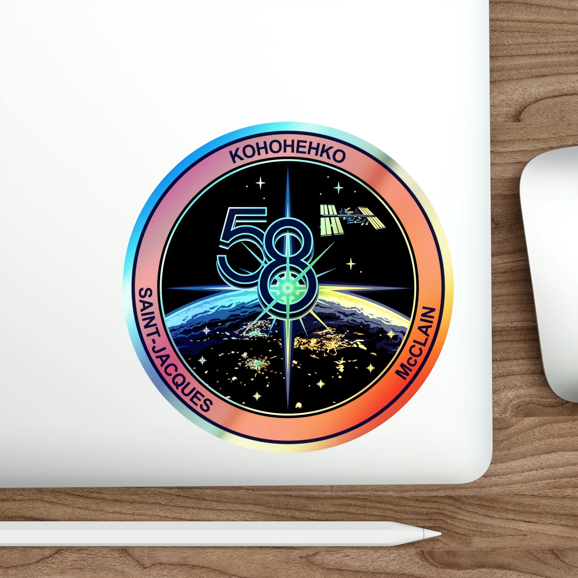 ISS Expedition 58 (NASA) Holographic STICKER Die-Cut Vinyl Decal-The Sticker Space