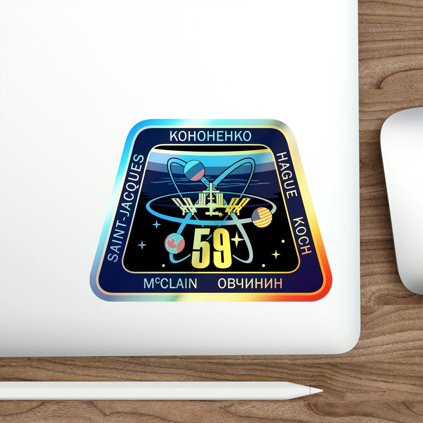 ISS Expedition 59 (NASA) Holographic STICKER Die-Cut Vinyl Decal-The Sticker Space