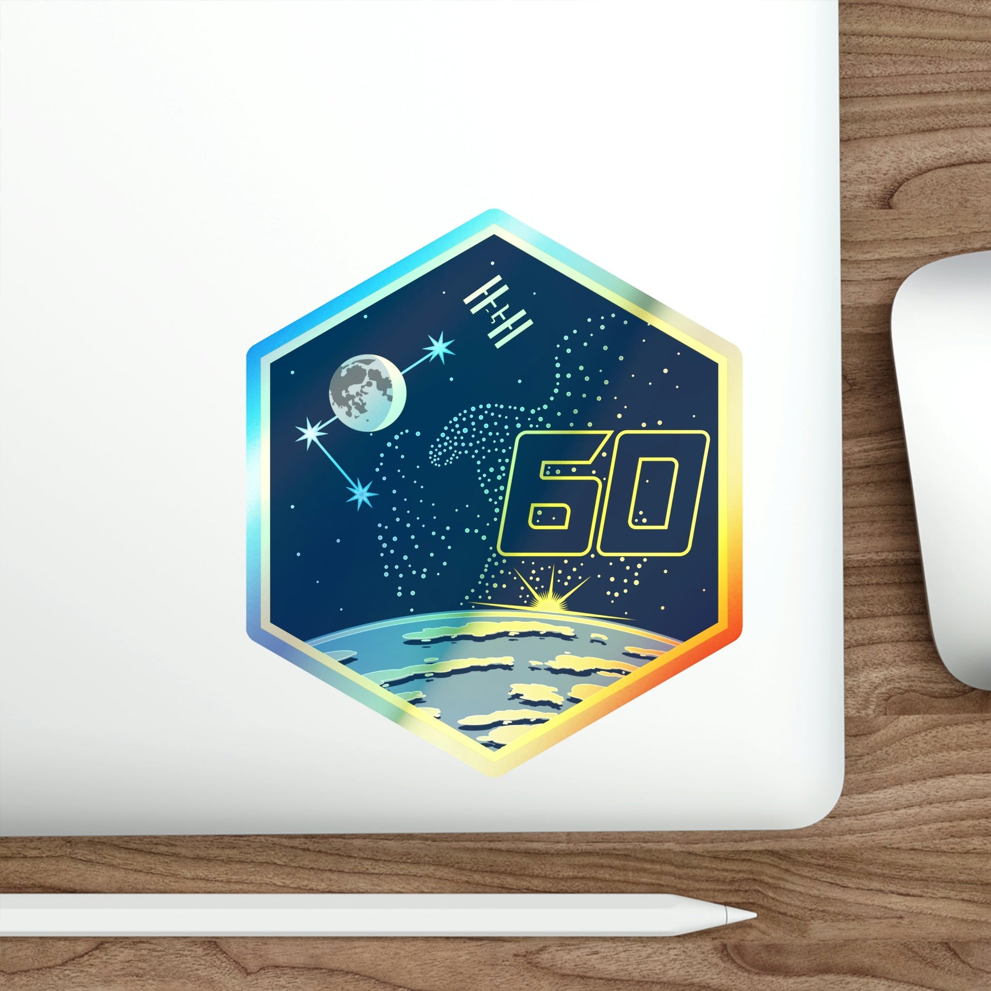 ISS Expedition 60 (NASA) Holographic STICKER Die-Cut Vinyl Decal-The Sticker Space