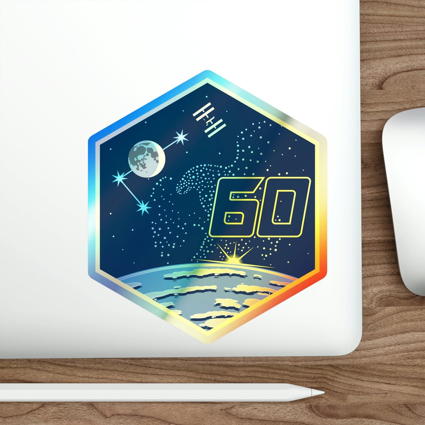 ISS Expedition 60 (NASA) Holographic STICKER Die-Cut Vinyl Decal-The Sticker Space