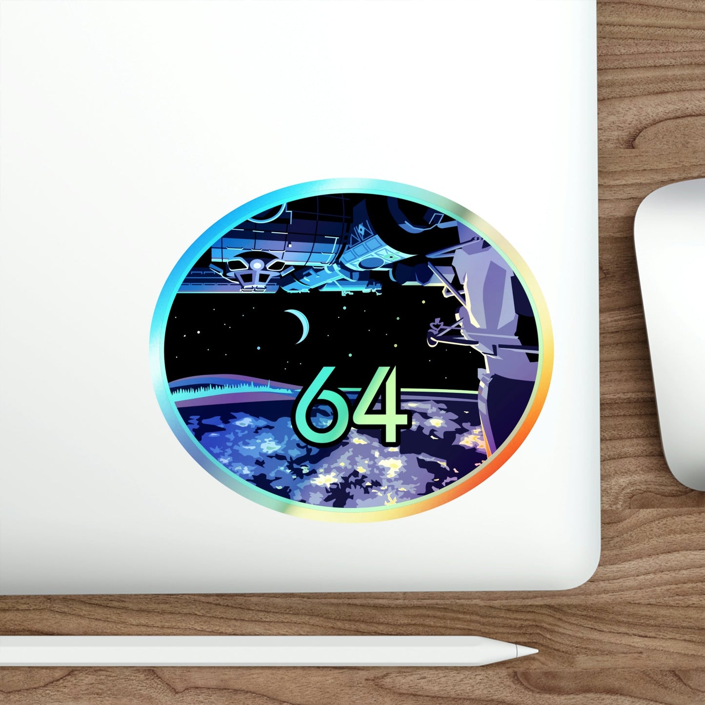 ISS Expedition 64 (NASA) Holographic STICKER Die-Cut Vinyl Decal-The Sticker Space