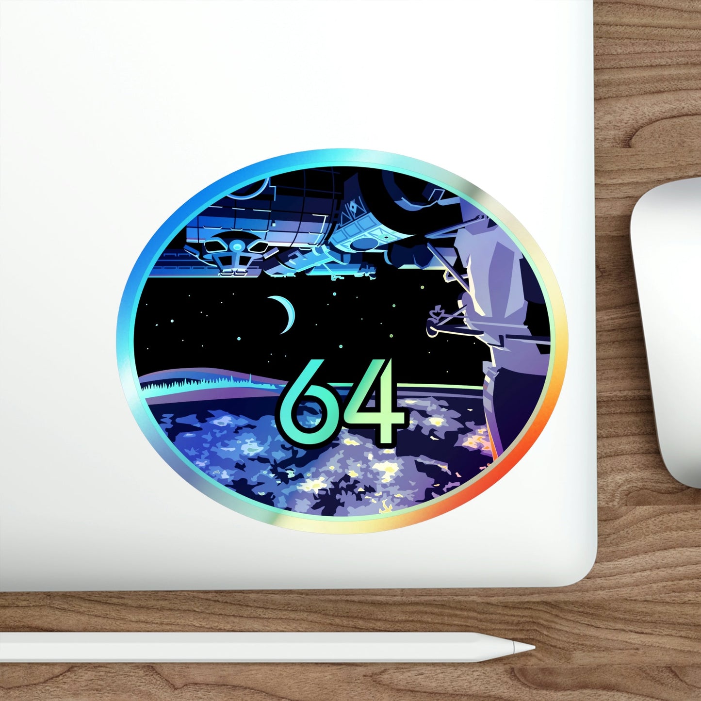 ISS Expedition 64 (NASA) Holographic STICKER Die-Cut Vinyl Decal-The Sticker Space