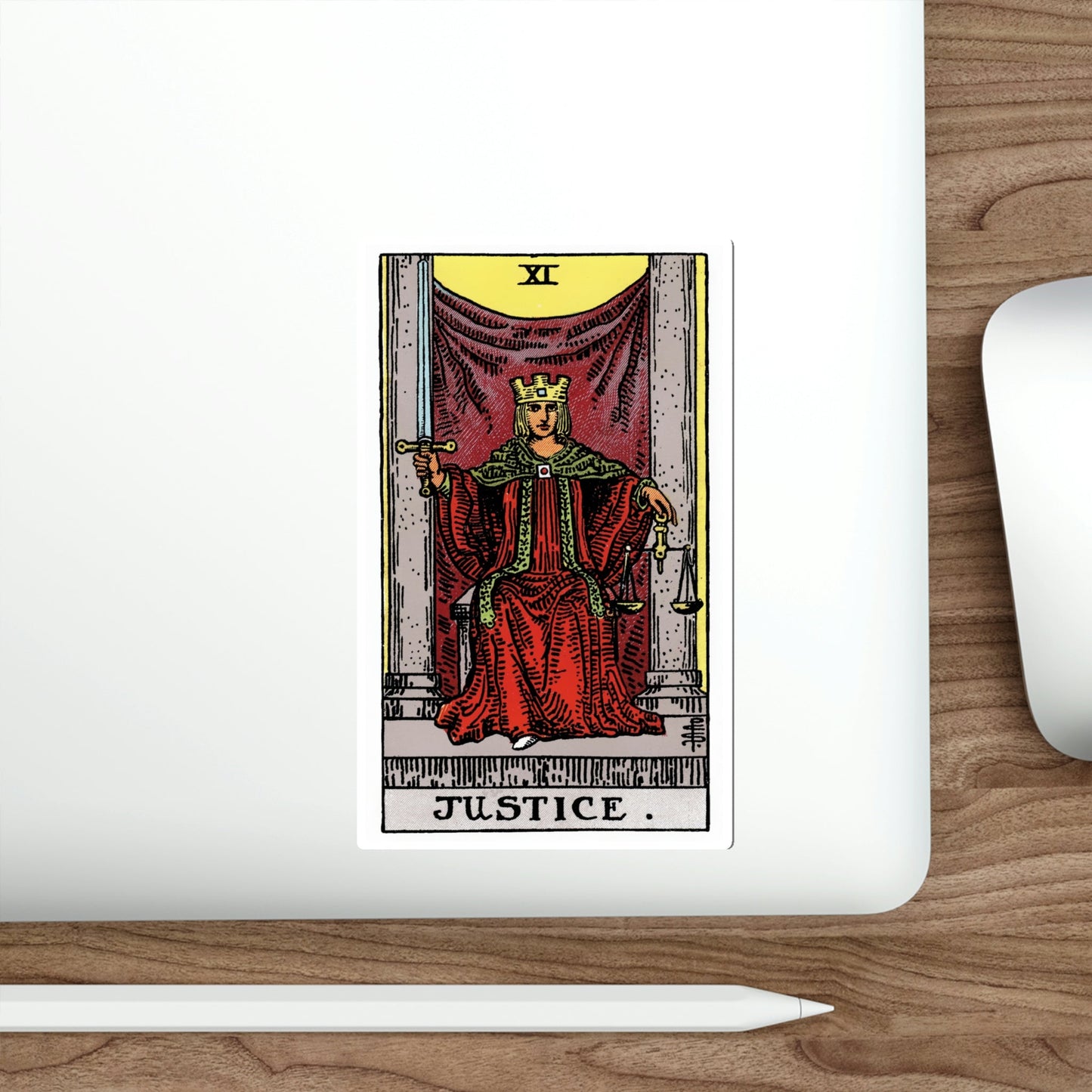 Justice (Rider Waite Tarot Deck) STICKER Vinyl Die-Cut Decal-The Sticker Space